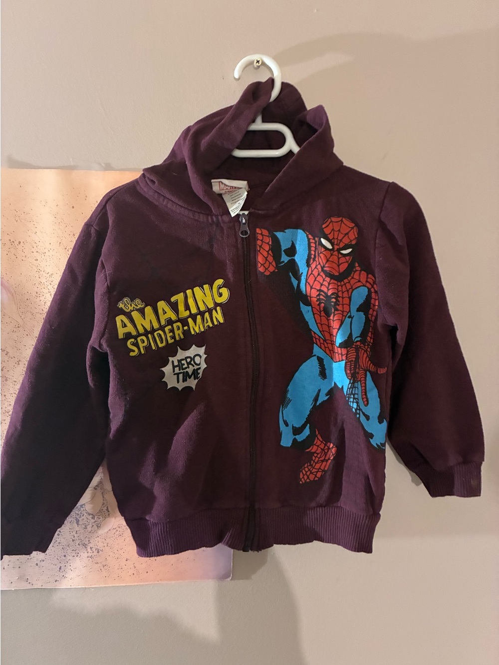 Marvel Kids Zip Hoodie - Maroon with Red Graphic